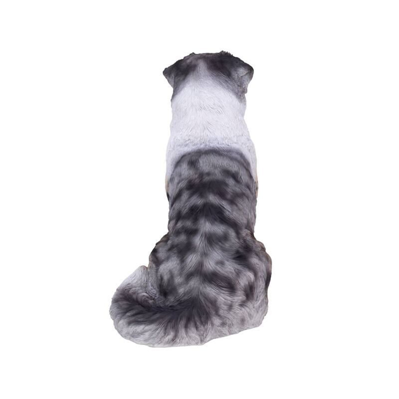 Australian Shepherd Puppy Outdoor Garden Statue - 19.75" - White and Brown