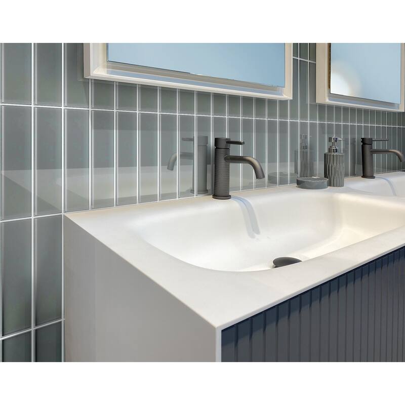 Apollo tile 3" x 12" Colorway Glossy Stone Blue Glass Tile (5 sq ft/case) - 20 Pack