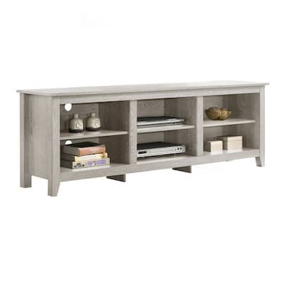 70 Inch TV Media Entertainment Console, 6 Adjustable Shelves, Dusty Gray
