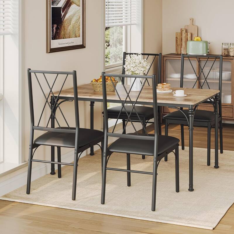 5-Piece Dining Table Set for 4, Modern Kitchen Table and Chairs, Compact Size for Apartment or Small Dining Room