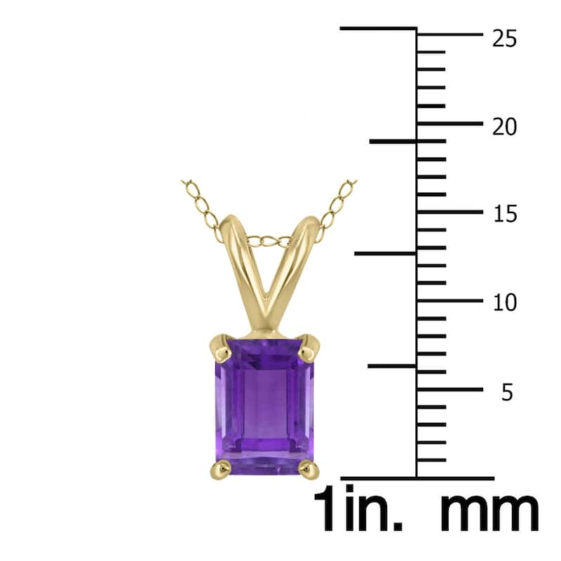 Marquee 14K Yellow Gold 8x6MM Emerald Shaped Amethyst Pendant