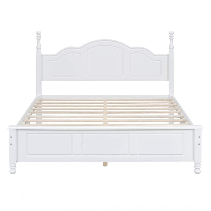 Queen Size Wood Platform Bed Frame,Retro Style Platform Bed with Wooden Slat Support