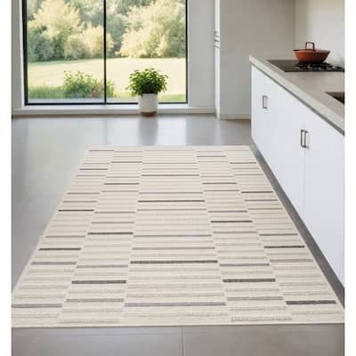 Bibiz Distressed Abstract Modern Stain Resistant Woven Durable Area Rug By HomeRoots