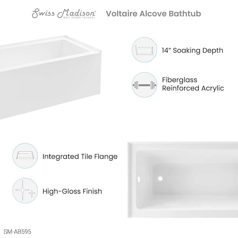 Voltaire 60" X 32" Alcove Bathtub with Apron
