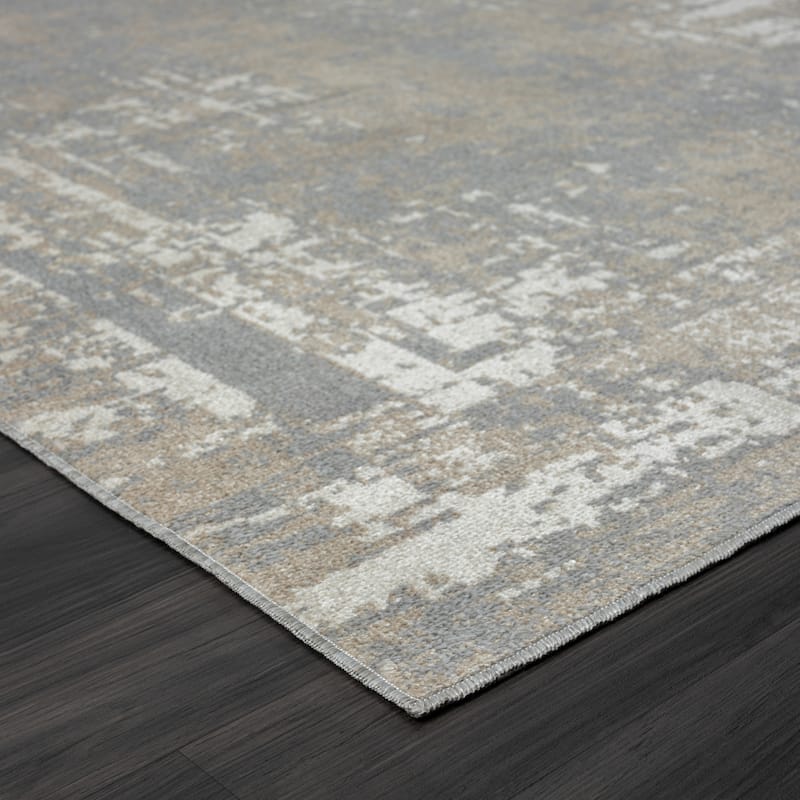 Kris Modern Abstract Grey/Ivory Washable Indoor Area Rug by Sevita