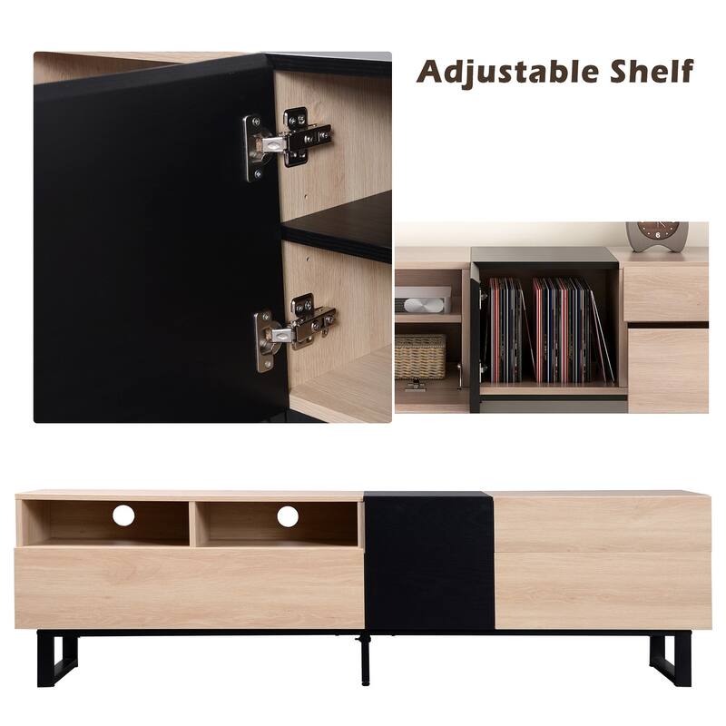 Modern TV Stand for 80 in TV with Double Storage - n/a