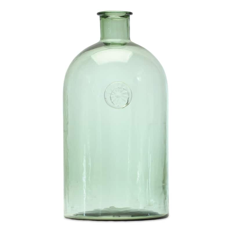 Glass Bottle Neck Vase - 12" - Sage Green