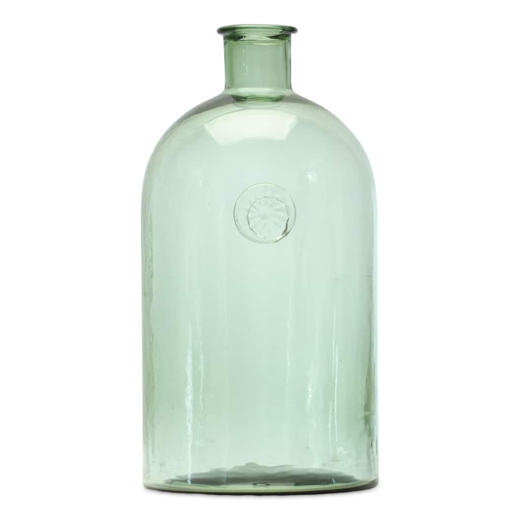 Glass Bottle Neck Vase - 12" - Sage Green