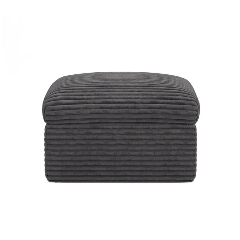 HomeRoots 30" Gray Corduroy Ottoman