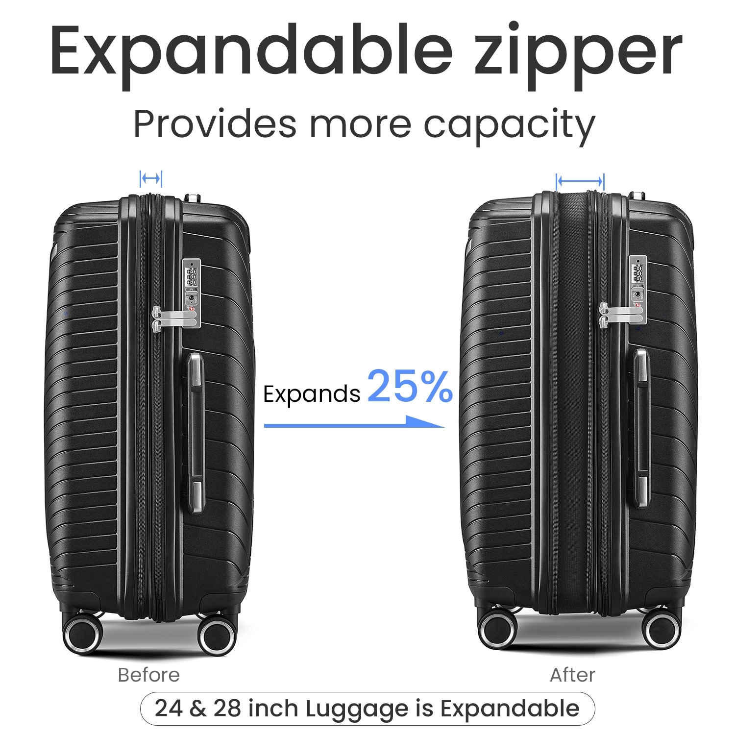 ❤︎ca❤︎Seattle.C❤︎4ケース Luggage Sets 4 Piece(14/20/24/28), Expandable Suitcase with