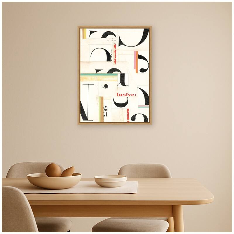 Kate and Laurel Typography White FC by Felicia Dadak Framed Canvas Wall Art Print