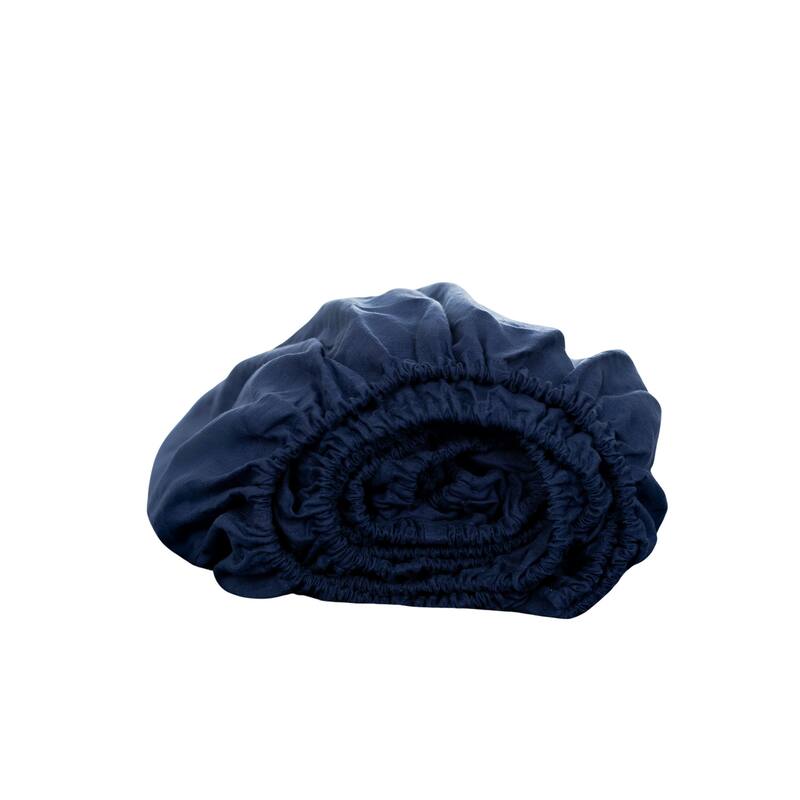HomeRoots Navy Blue Linen Queen Fitted sheet