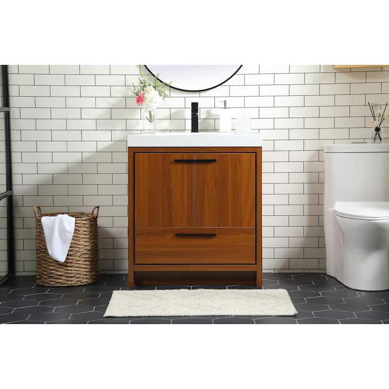 Line 24 - 30 Inch Single Bathroom Vanity - 30 Inches - Teak