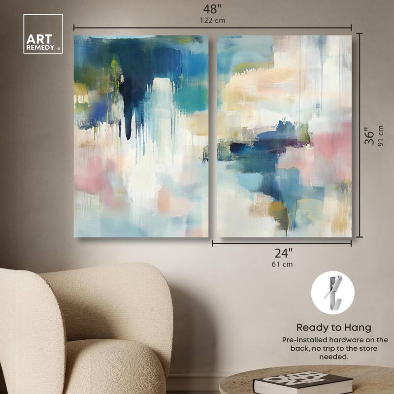 Pale Periwinkle II Canvas Set of 2 by Art Remedy, Gallery Wrapped
