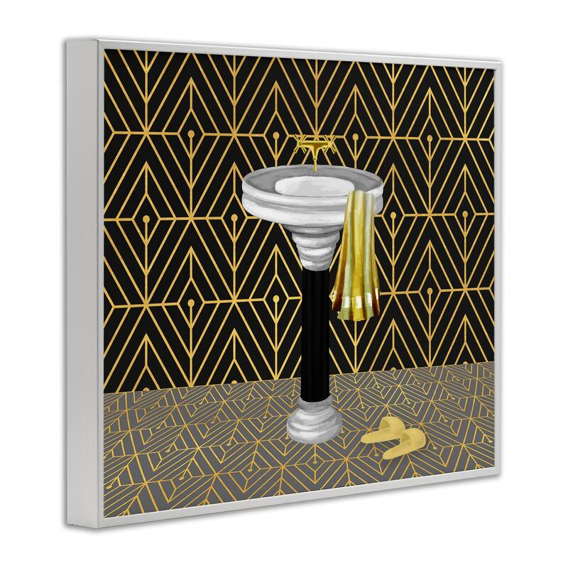 Stupell Deco Style Glam Bathroom Framed Giclee Art Design By Conrad Knutsen