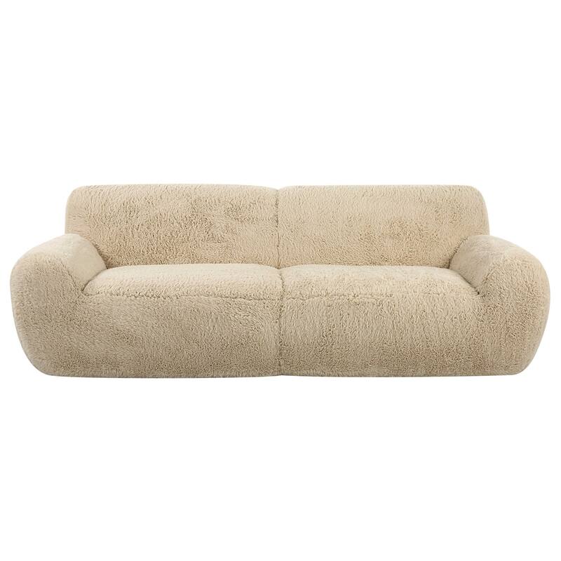 Artificial Sheepskin Rounded Sofa - 96" - Caramel Brown