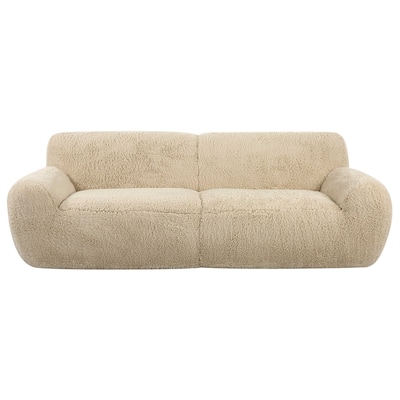 Artificial Sheepskin Rounded Sofa - 96" - Caramel Brown