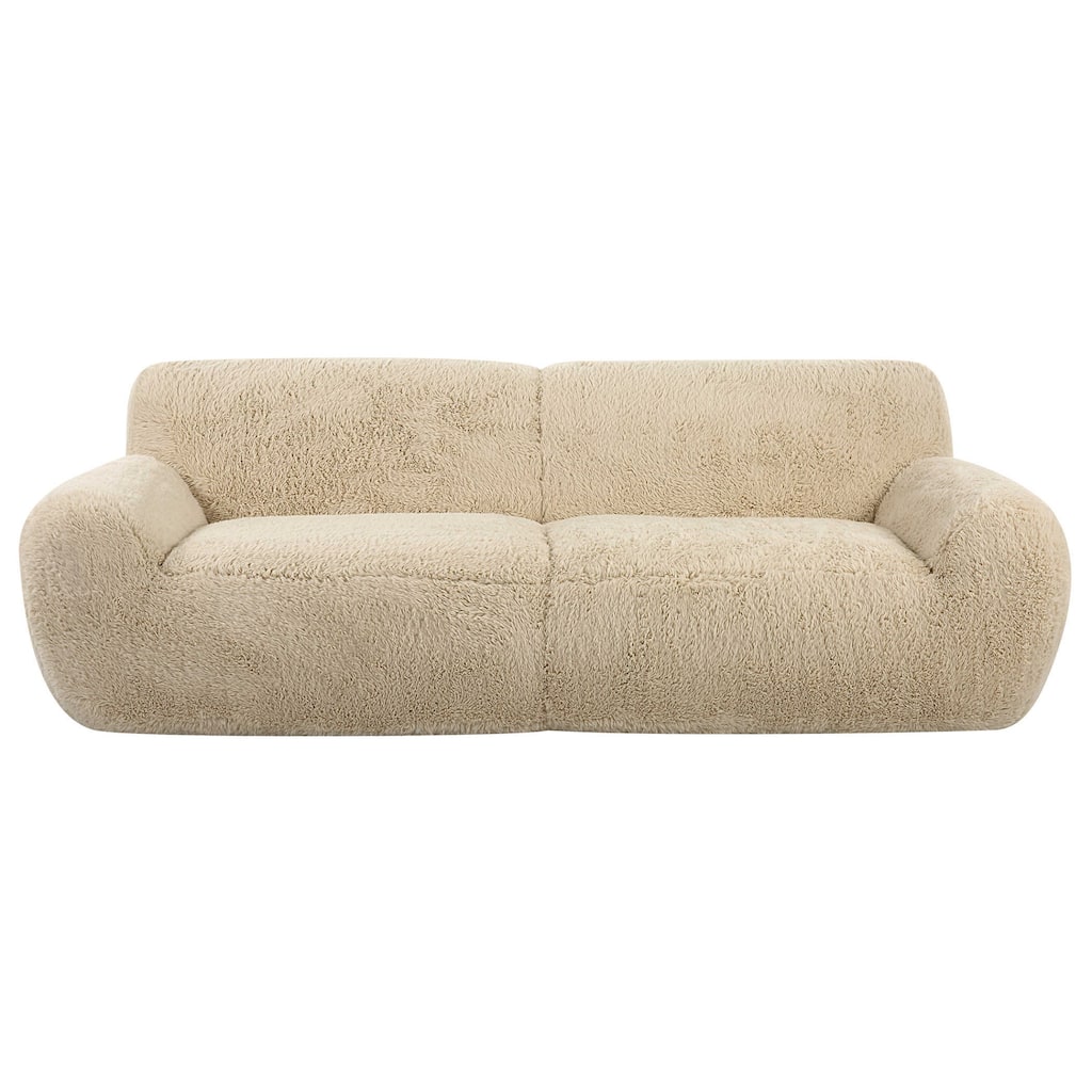 Artificial Sheepskin Rounded Sofa - 96" - Caramel Brown