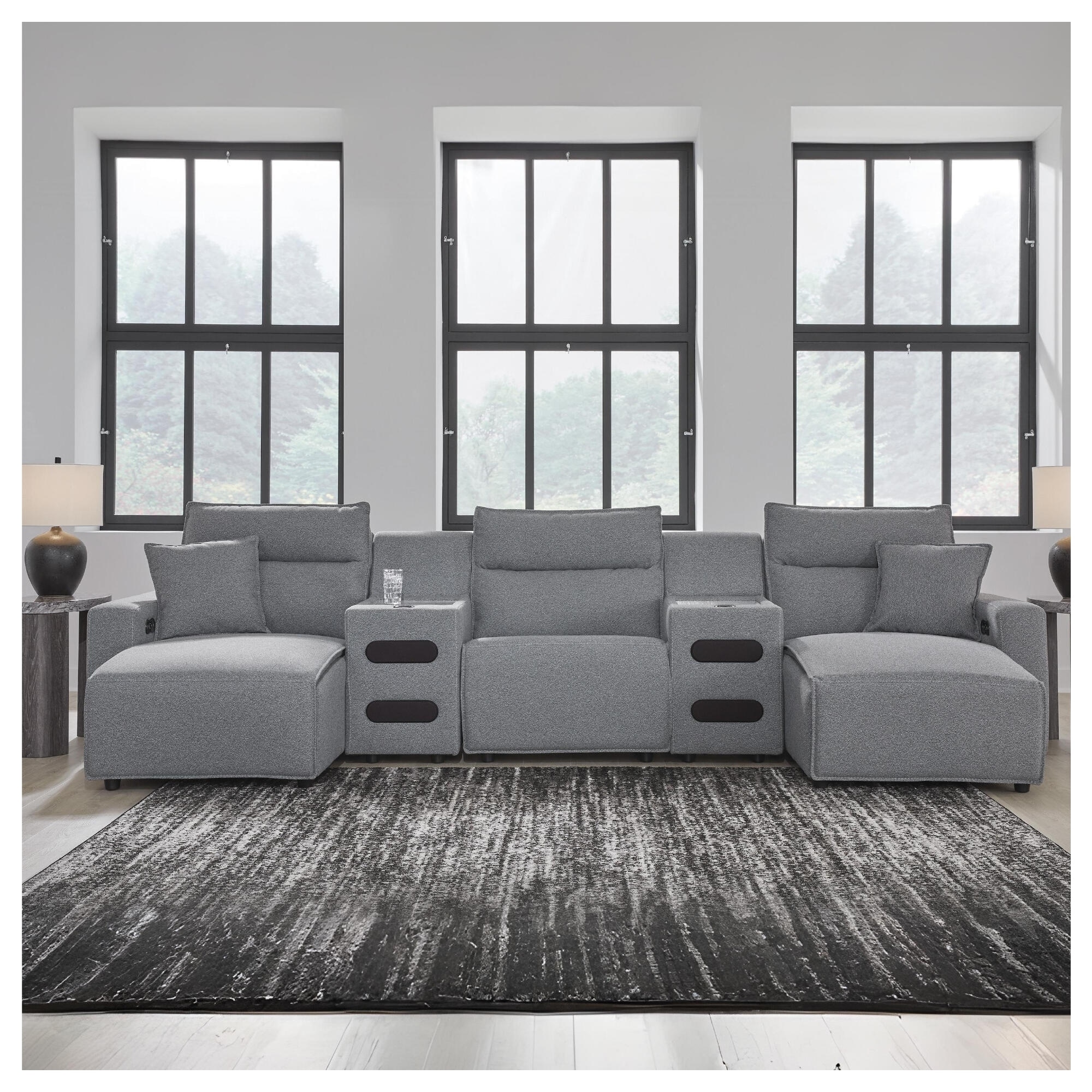 Signature Design by Ashley Modmax Gray 5-Piece Power Reclining Sectional with Chaise - 152" W x 63" D x 41" H