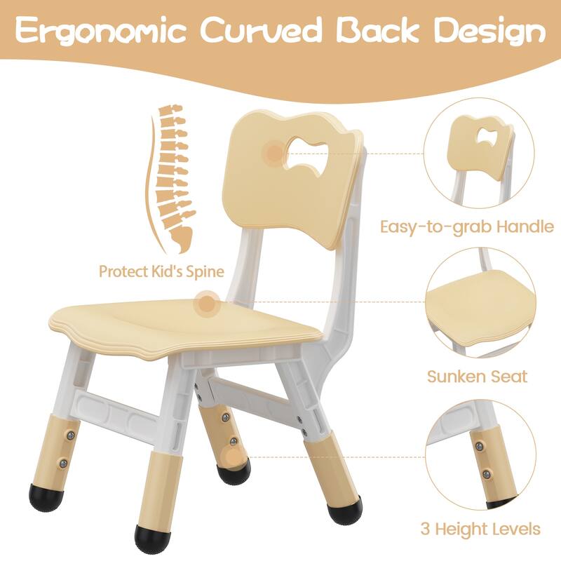 3 Level Height Adjustable Toddler Chair for Age 2-8,Set of 2