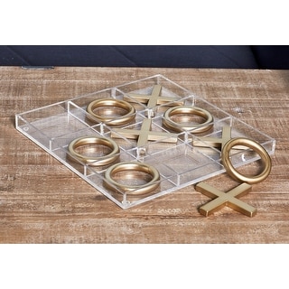 Gold or Silver Metal Tic Tac Toe Game Set with Gold Pieces
