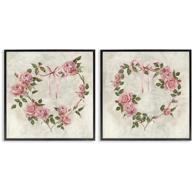 Stupell Heart Shaped Wreaths Framed Giclee Art Design By Sally Swatland (Set of 2)
