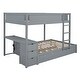 preview thumbnail 7 of 25, Full-Over-Full Bunk Bed With Twin Size Trundle, Children Bunk Bed With Storage And Desk And Outlets With Usb