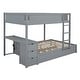 preview thumbnail 17 of 17, Full-Over-Full Bunk Bed with Twin size Trundle, Storage and Desk, Gray