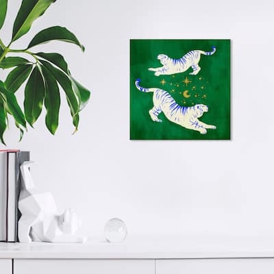 Wynwood Studio Canvas Animals Emerald Tigers Dreaming Green and Emerald Modern & Contemporary Wall Art Canvas Print