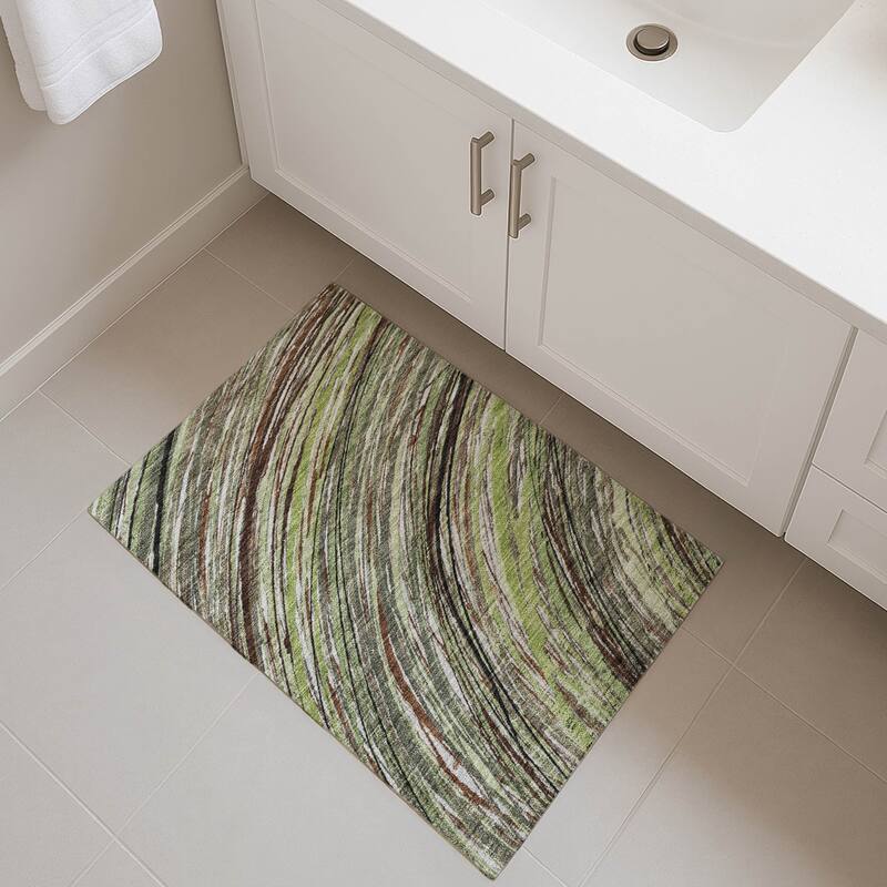 Premium Washable Super Soft Contemporary Horizon Mayfield Rug - Aloe - 1'8" x 2'6"