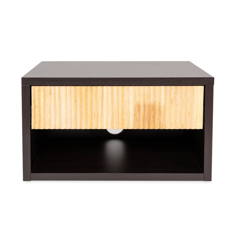 Ettore 15.71" Classic Contemporary Floating Wall Mounted Nightstand with Soft-Close Tambour Drawer and Cable Hole, by JONATHAN Y