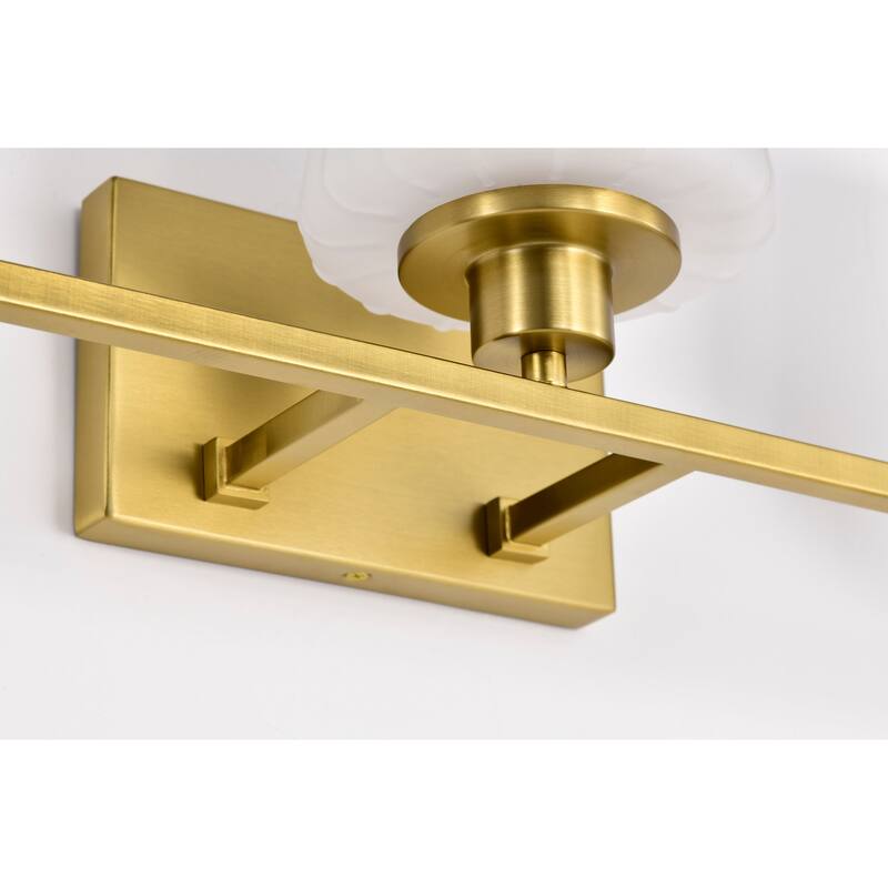 Lune 3 Light Vanity Vintage Brass Finish Etched White Glass - Vintage Brass