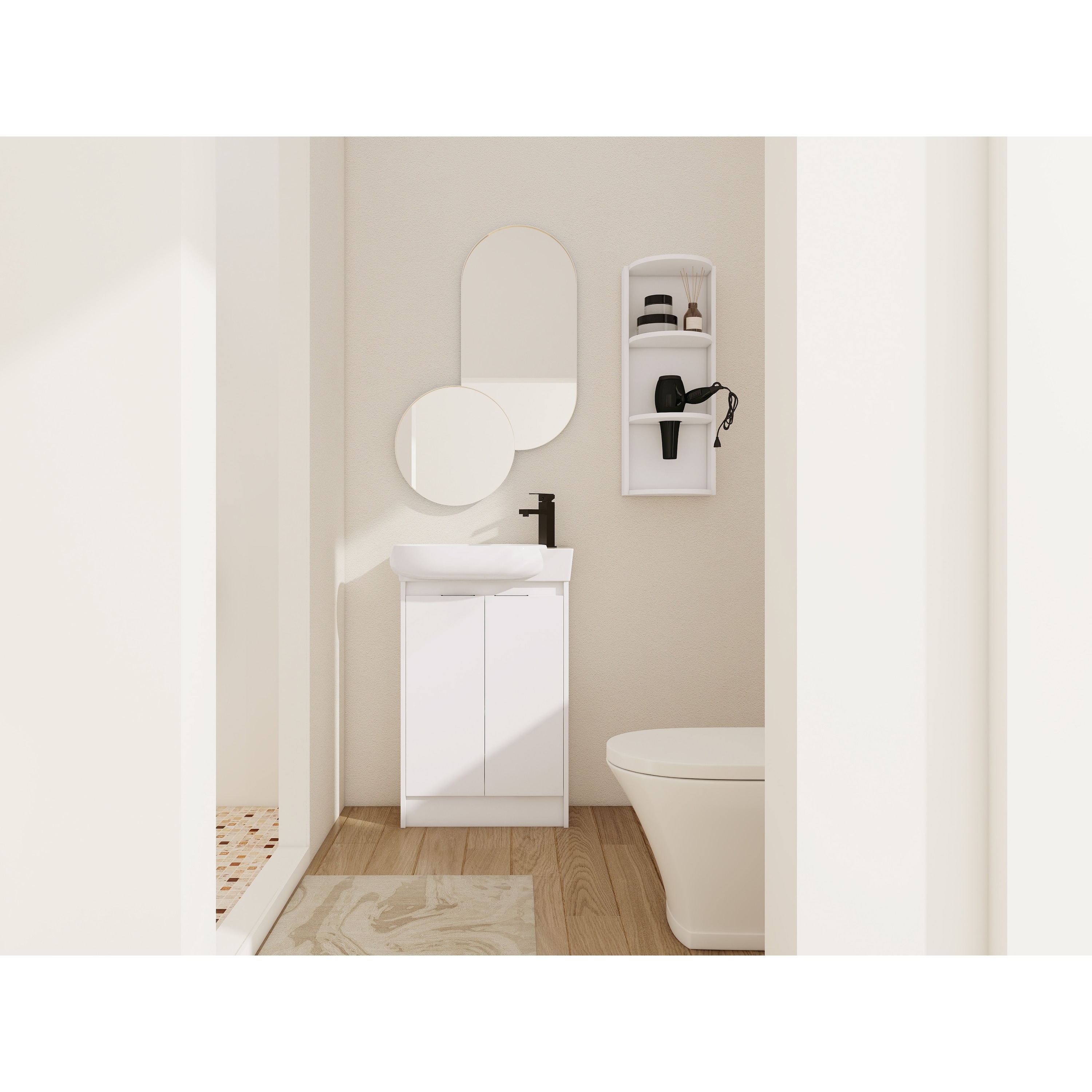 23" Freestanding Bathroom Vanity with Sink and Storage Rack, Soft Close Doors