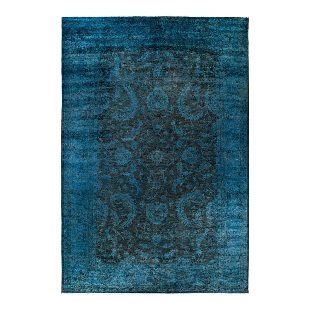 Overton Hand Knotted Wool Vintage Inspired Modern Contemporary Overdyed Brown Area Rug - 12' 3" x 18' 1"