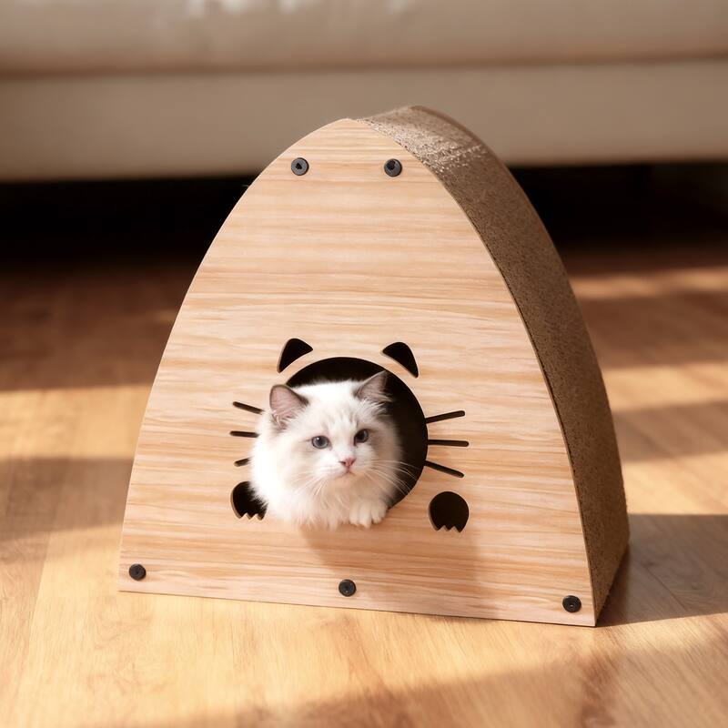 Koko 19" Cardboard Triangle Cat Cave Scratcher with Catnip