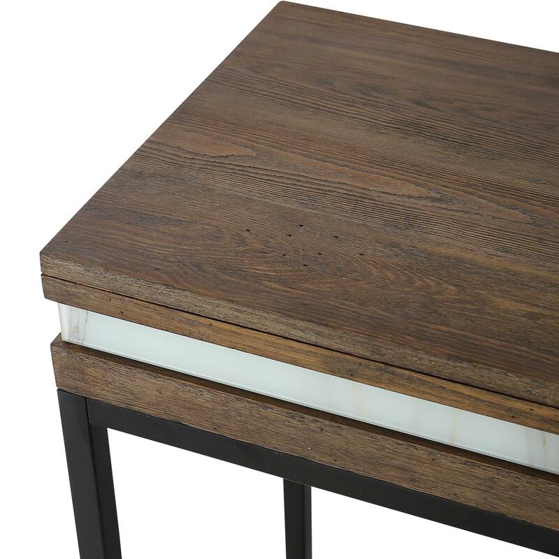 Brown Wood Rectangular Console Table with Black Iron Frame Base - 47.2” L x 15.7” W x 29.5” H