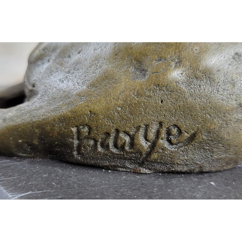 Signed Barye King Of Jungle Lion Bronze Sculpture Vintage Reproduction Art Deco