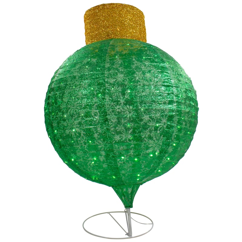 38" LED Twinkling Green Tinsel Onion Ornament Christmas Decoration