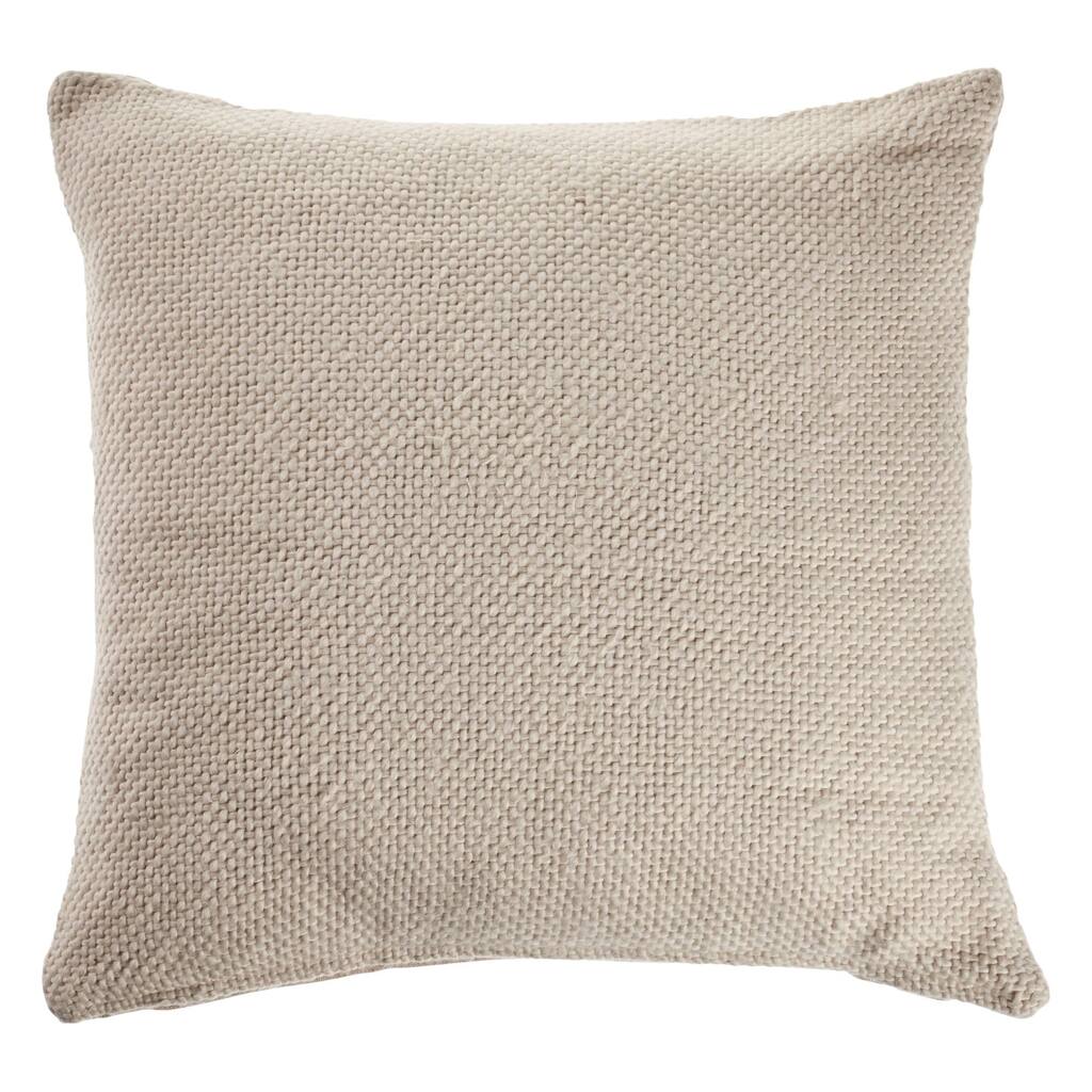 18" Cream Solid Handcrafted Square Throw Pillow