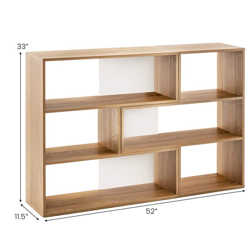 Costway 6-Open Shelf Bookshelf Storage Display Stand Corner Bookcase - 52'' x 12'' x 33''
