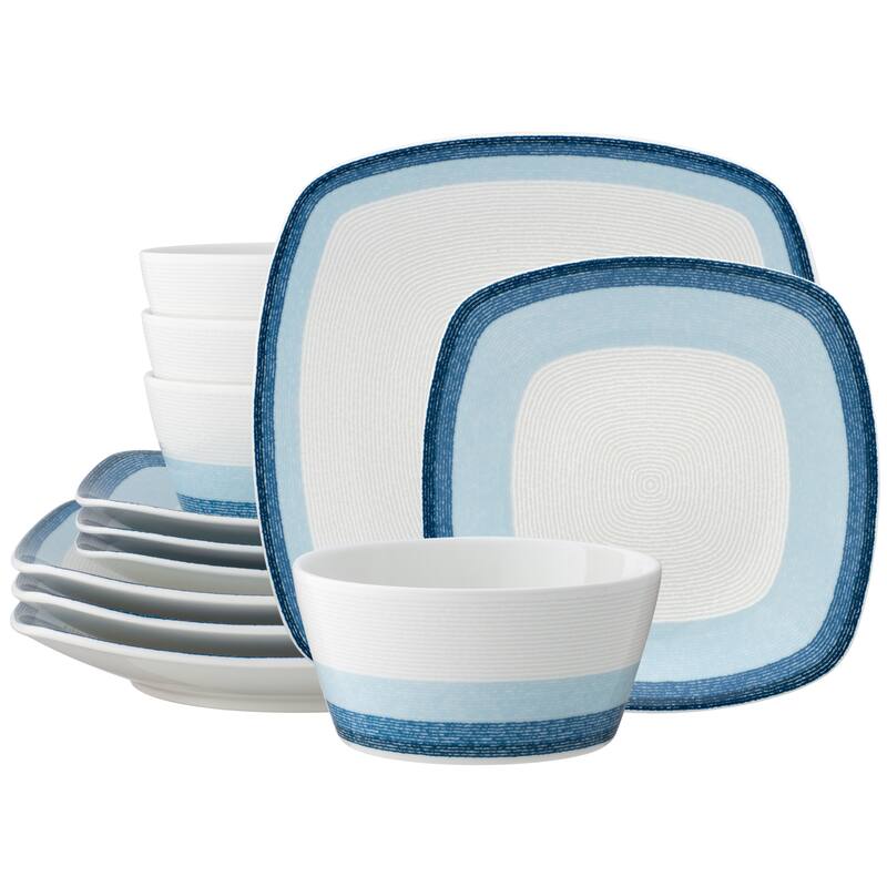 Noritake Colorscapes Layers 12-Piece Square Set, Service For 4 - Sky