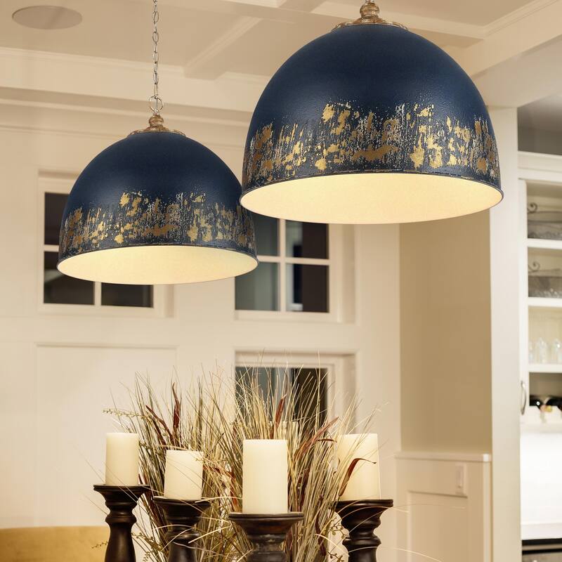 Golden Lighting Alison 5-light Pendant in Vintage Gold and Antique Matte Navy shade - 5 Light Pendant