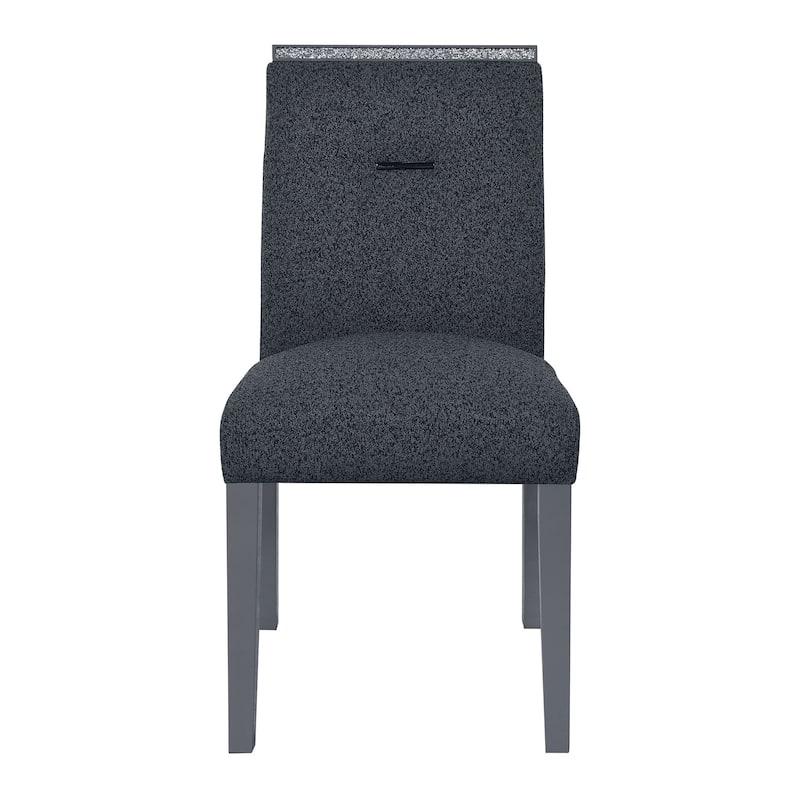 HomeRoots Dark Gray Upholstered Fabric With Faux Crystal Bling Dining Side Chair - 19.1 in. x 39.2 in. x 26.2 in.