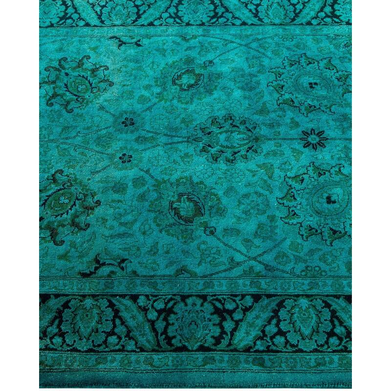 Overton Hand Knotted Wool Vintage Inspired Modern Contemporary Overdyed Blue Area Rug - 3' 2" x 5' 0"
