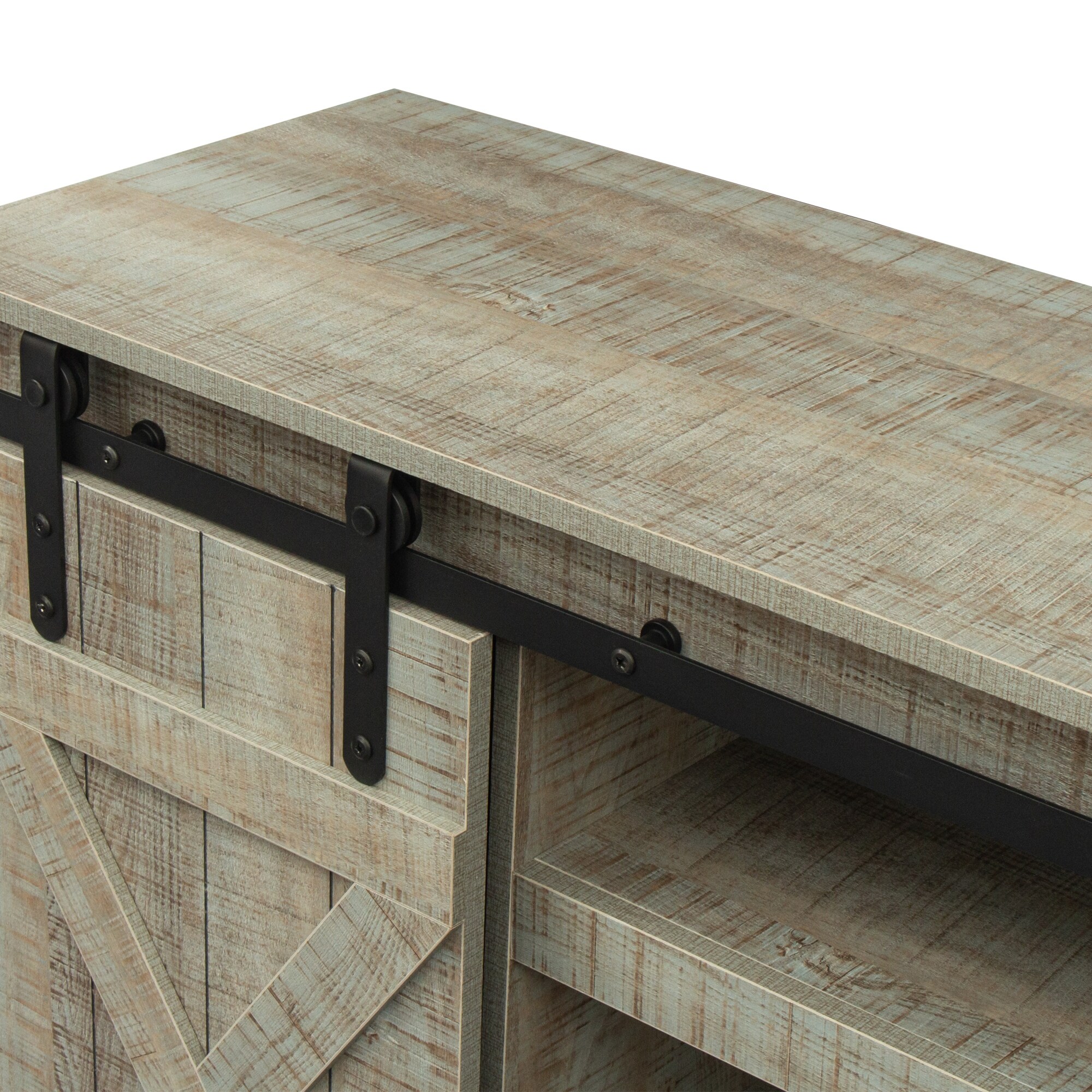 Farmhouse Sliding Barn Door TV Stand Sideboard Buffet Media Console Table Storage Wood