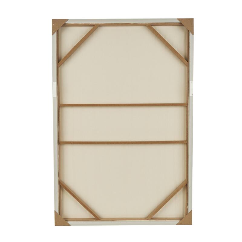 Wooden Abstract Vertical Line Living Room Framed Wall Art with Brown Wooden Frame - Beige - Roche River Decor
