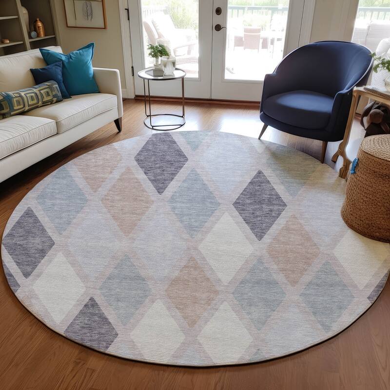 Machine Washable Indoor/ Outdoor Chantille Diamond Prism Rug