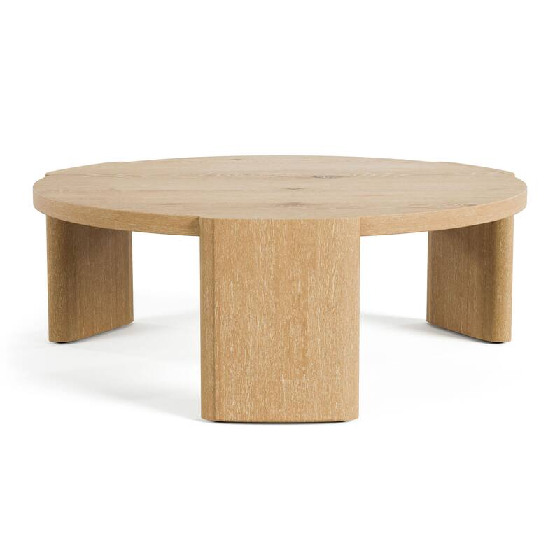 Furniture of America Minst Modern 2-Piece Oak Wood Round Coffee Table Set