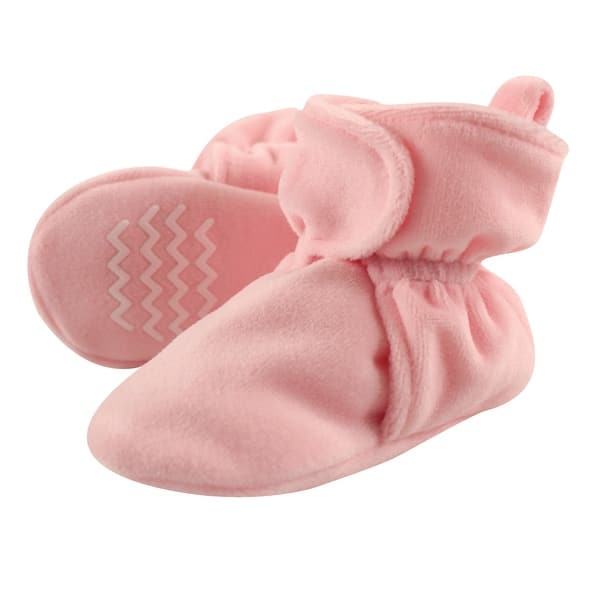 slide 1 of 1, Hudson Baby Infant Girl Cozy Velour Booties, Light Pink Light Pink - 18-24 Months