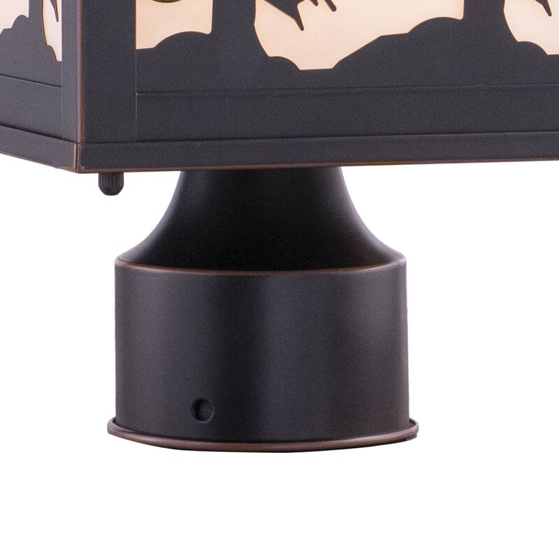 Yosemite 1L Bronze Rustic Outdoor Tree Post Light White Glass - 8-in W x 14-in H x 8-in D